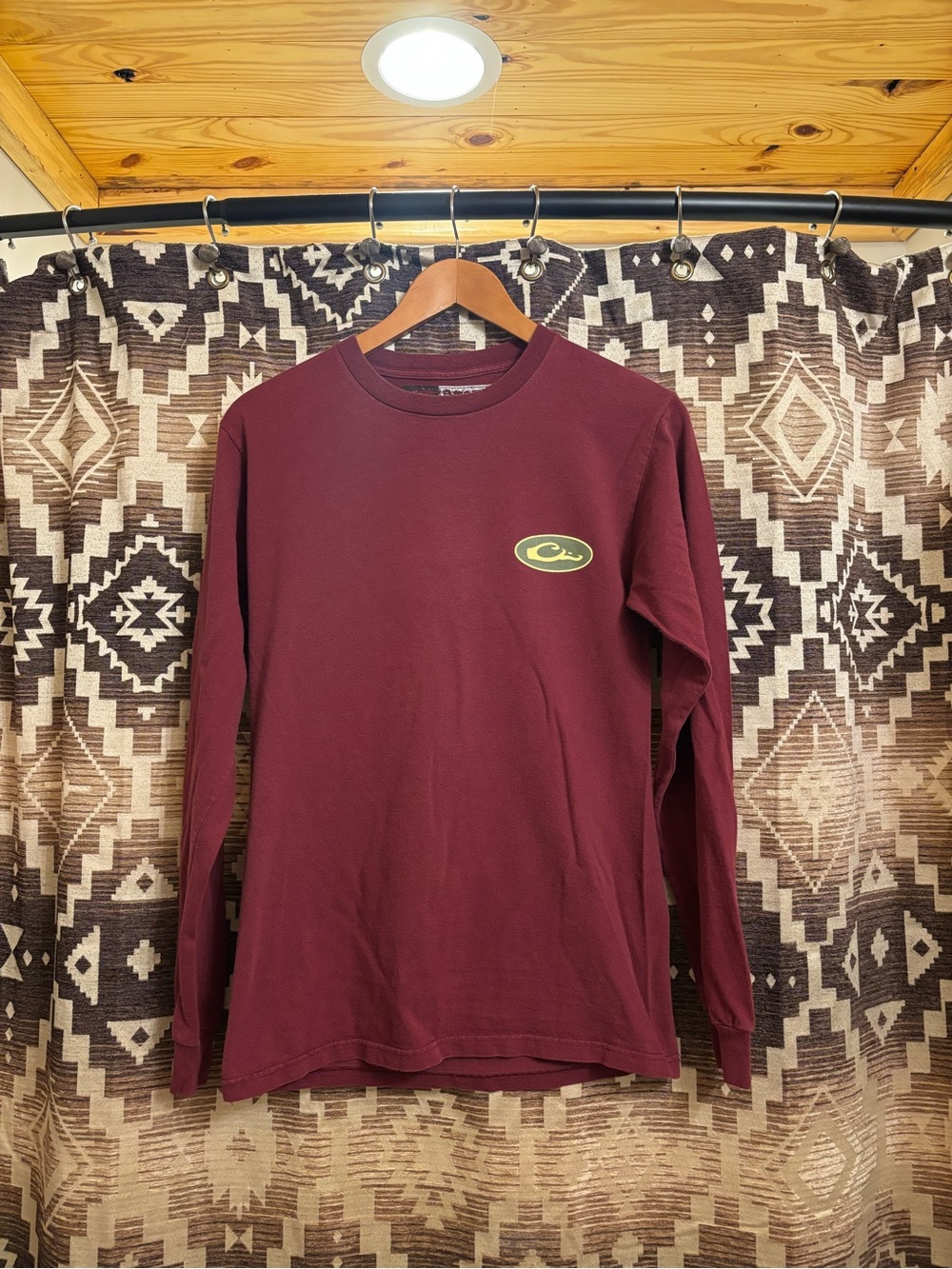 Drake Waterfowl Mens Maroon Long Sleeve Shirt Size Small